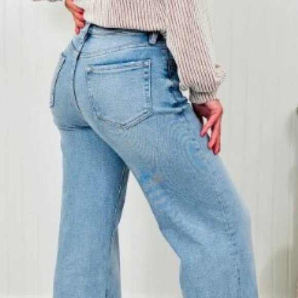 Power Moves Tummy Control SLIM Wide Leg Jeans - Judy Blue Sizing - Picture 9 of 12